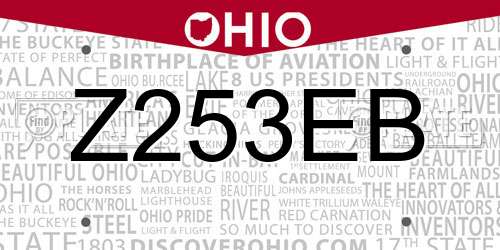 Z253EB Ohio License Plate
