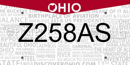 Z258AS Ohio License Plate