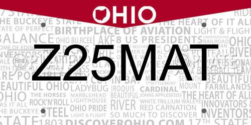 Z25MAT Ohio License Plate