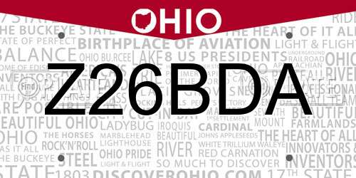 Z26BDA Ohio License Plate