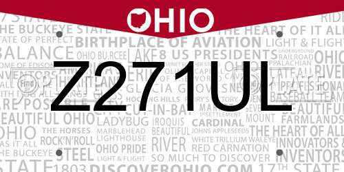 Z271UL Ohio License Plate