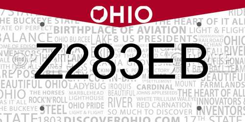 Z283EB Ohio License Plate