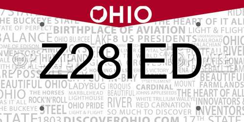 Z28IED Ohio License Plate