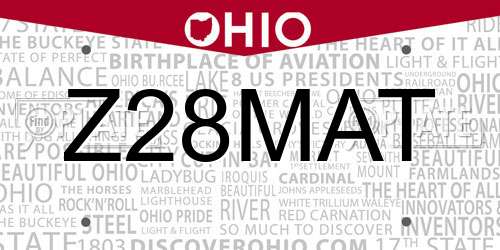 Z28MAT Ohio License Plate