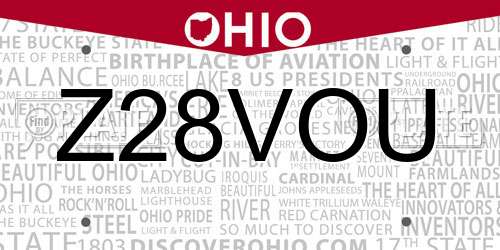 Z28VOU Ohio License Plate