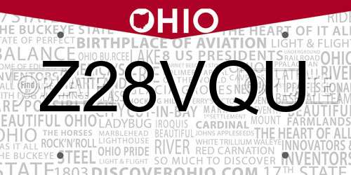Z28VQU Ohio License Plate