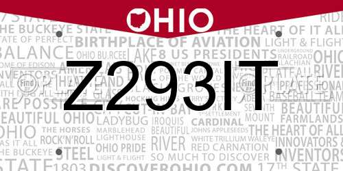 Z293IT Ohio License Plate