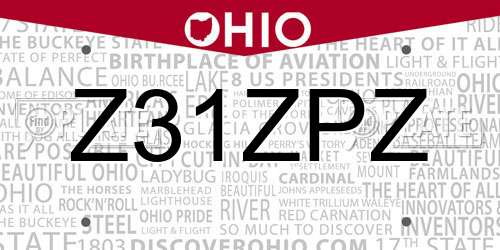 Z31ZPZ Ohio License Plate