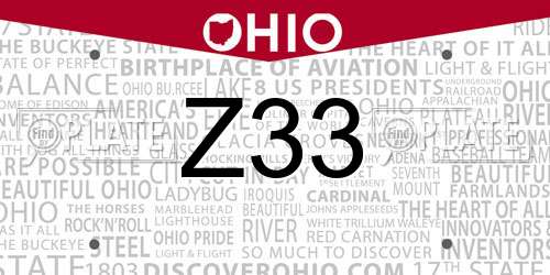 Z33 Ohio License Plate