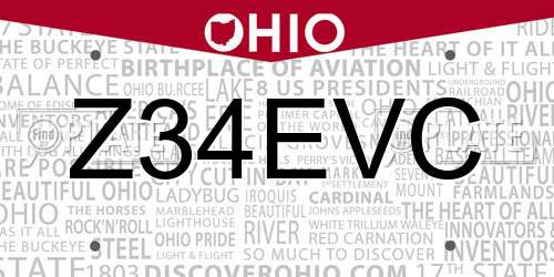 Z34EVC Ohio License Plate