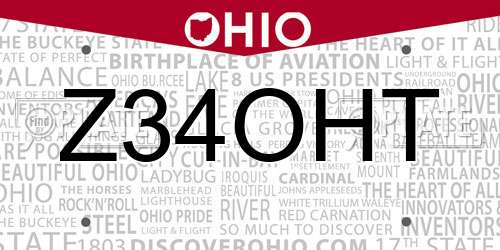 Z34OHT Ohio License Plate