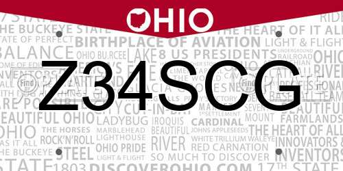 Z34SCG Ohio License Plate