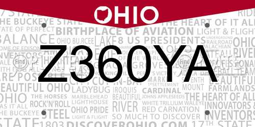 Z360YA Ohio License Plate