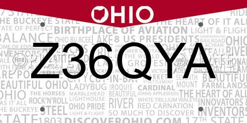 Z36QYA Ohio License Plate