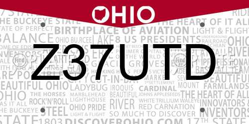 Z37UTD Ohio License Plate