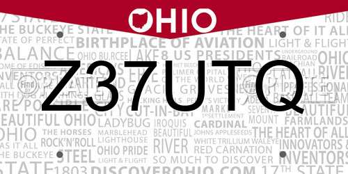 Z37UTQ Ohio License Plate