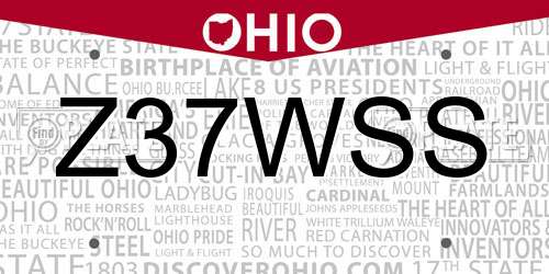 Z37WSS Ohio License Plate