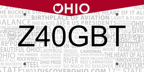 Z40GBT Ohio License Plate