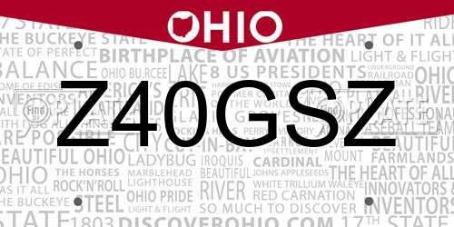 Z40GSZ Ohio License Plate
