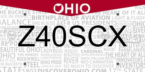 Z40SCX Ohio License Plate