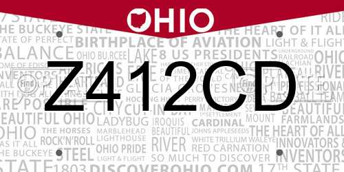 Z412CD Ohio License Plate