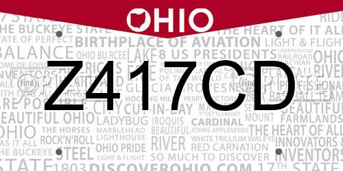 Z417CD Ohio License Plate