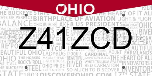 Z41ZCD Ohio License Plate