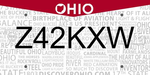 Z42KXW Ohio License Plate