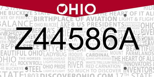 Z44586A Ohio License Plate