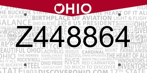Z448864 Ohio License Plate