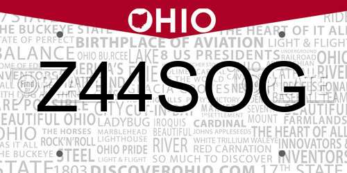 Z44SOG Ohio License Plate