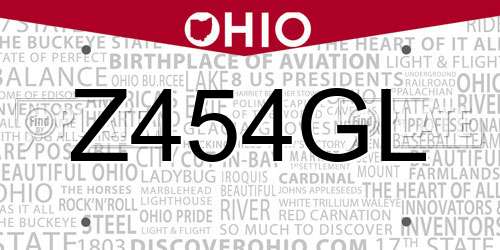 Z454GL Ohio License Plate
