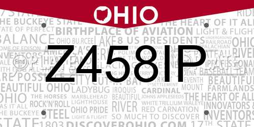 Z458IP Ohio License Plate