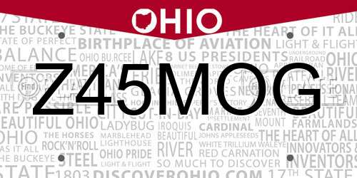 Z45MOG Ohio License Plate