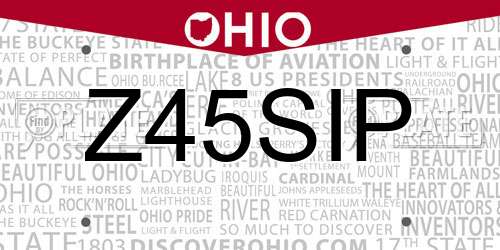 Z45SIP Ohio License Plate