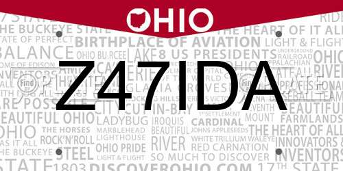 Z47IDA Ohio License Plate