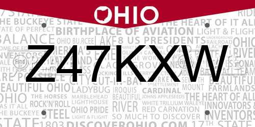 Z47KXW Ohio License Plate