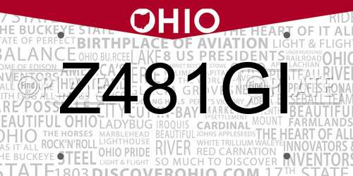 Z481GI Ohio License Plate