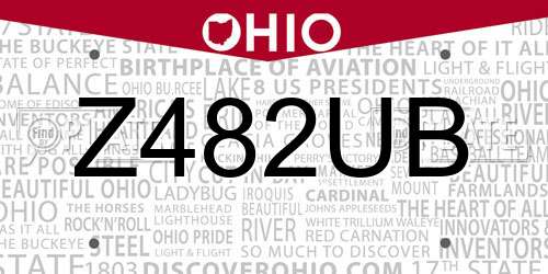 Z482UB Ohio License Plate