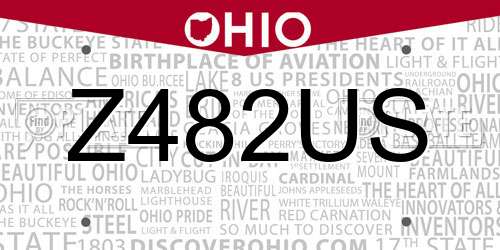 Z482US Ohio License Plate