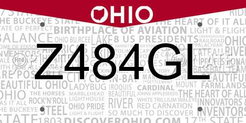 Z484GL Ohio License Plate