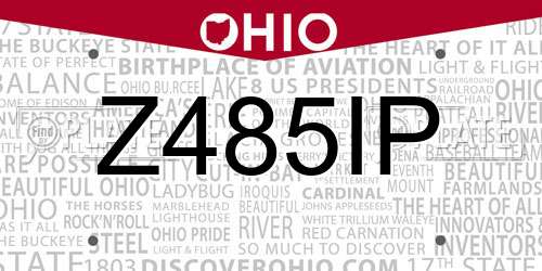 Z485IP Ohio License Plate