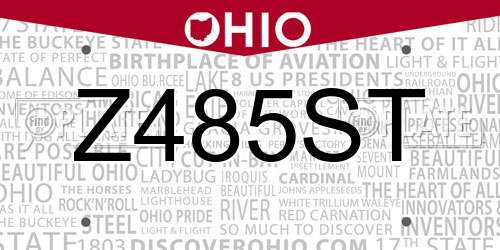 Z485ST Ohio License Plate