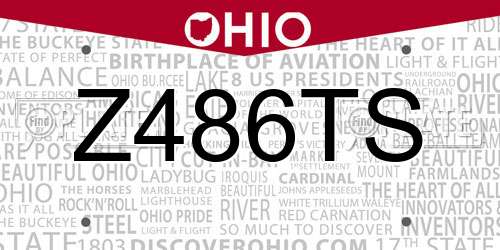 Z486TS Ohio License Plate
