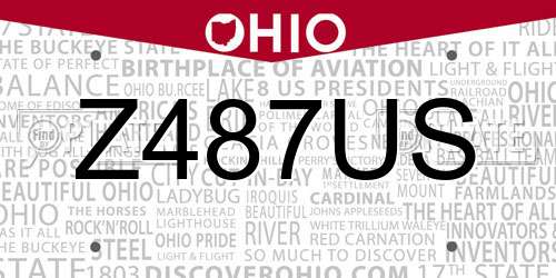 Z487US Ohio License Plate