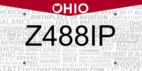 Z488IP Ohio License Plate
