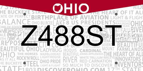 Z488ST Ohio License Plate
