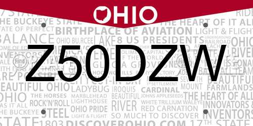 Z50DZW Ohio License Plate