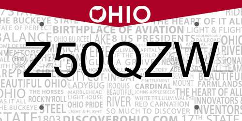 Z50QZW Ohio License Plate