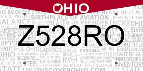 Z528RO Ohio License Plate